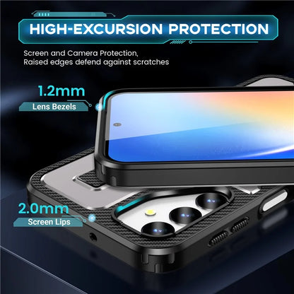 For Samsung Galaxy A24 4G (162.1 x 77.6 x 8.3mm) Case TPU+PC Kickstand Phone Cover with Silicone Finger Strap