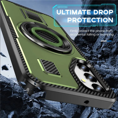 For Samsung Galaxy A24 4G (162.1 x 77.6 x 8.3mm) Case TPU+PC Kickstand Phone Cover with Silicone Finger Strap
