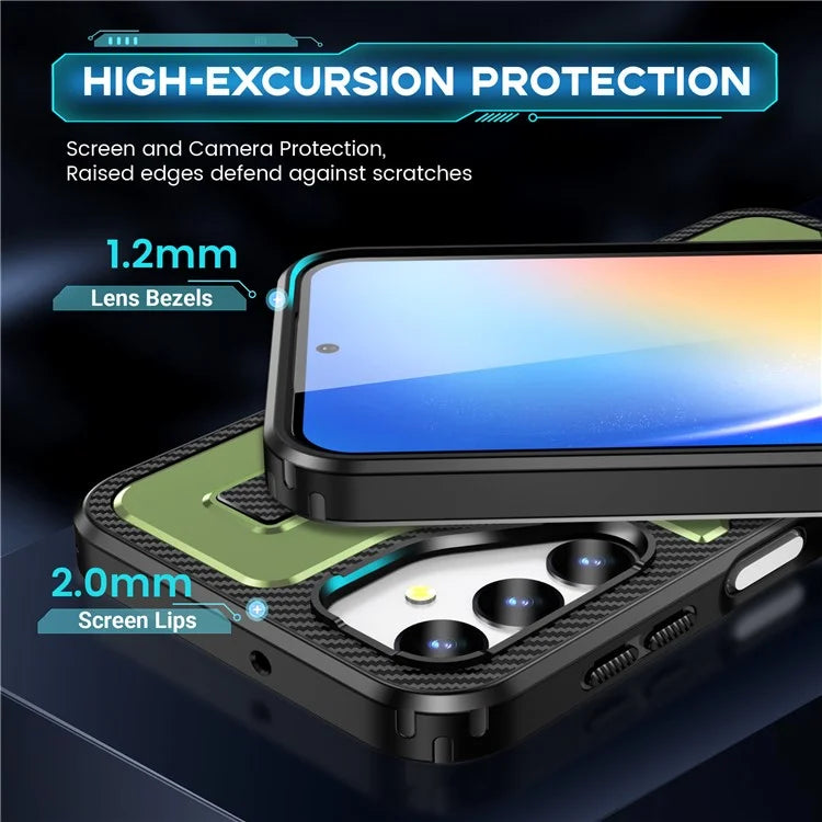 For Samsung Galaxy A24 4G (162.1 x 77.6 x 8.3mm) Case TPU+PC Kickstand Phone Cover with Silicone Finger Strap