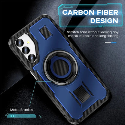 For Samsung Galaxy A24 4G (162.1 x 77.6 x 8.3mm) Case TPU+PC Kickstand Phone Cover with Silicone Finger Strap