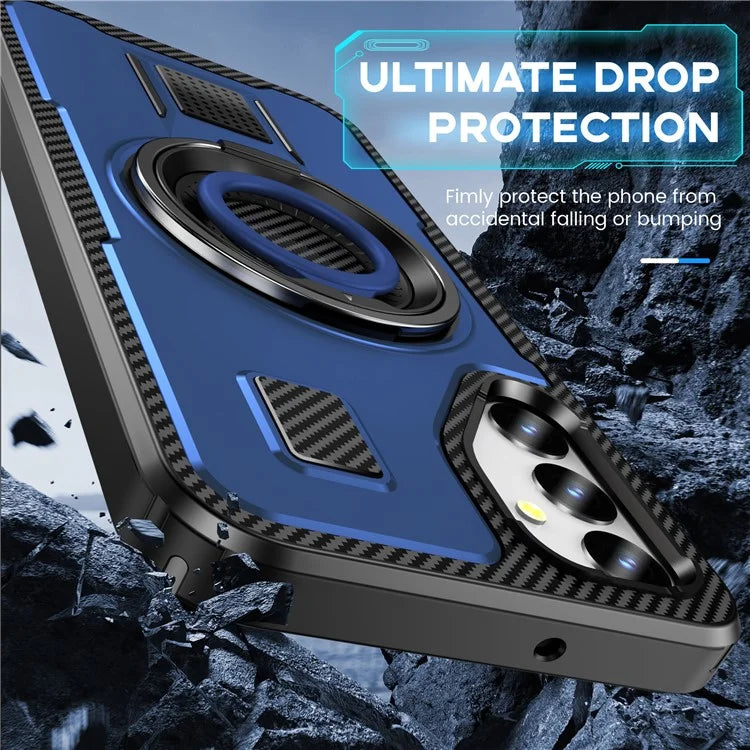 For Samsung Galaxy A24 4G (162.1 x 77.6 x 8.3mm) Case TPU+PC Kickstand Phone Cover with Silicone Finger Strap