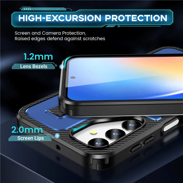 For Samsung Galaxy A24 4G (162.1 x 77.6 x 8.3mm) Case TPU+PC Kickstand Phone Cover with Silicone Finger Strap