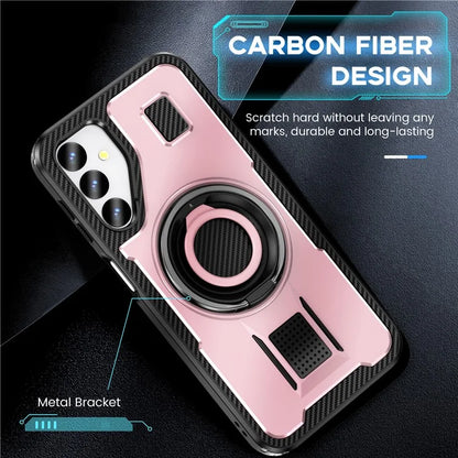 For Samsung Galaxy A24 4G (162.1 x 77.6 x 8.3mm) Case TPU+PC Kickstand Phone Cover with Silicone Finger Strap