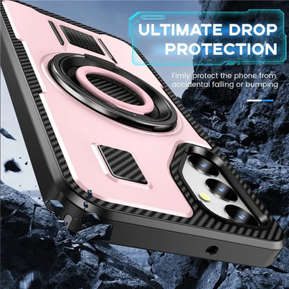 For Samsung Galaxy A24 4G (162.1 x 77.6 x 8.3mm) Case TPU+PC Kickstand Phone Cover with Silicone Finger Strap