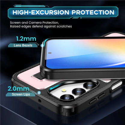 For Samsung Galaxy A24 4G (162.1 x 77.6 x 8.3mm) Case TPU+PC Kickstand Phone Cover with Silicone Finger Strap