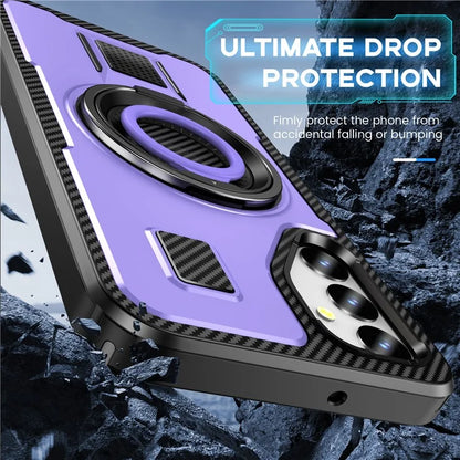 For Samsung Galaxy A24 4G (162.1 x 77.6 x 8.3mm) Case TPU+PC Kickstand Phone Cover with Silicone Finger Strap