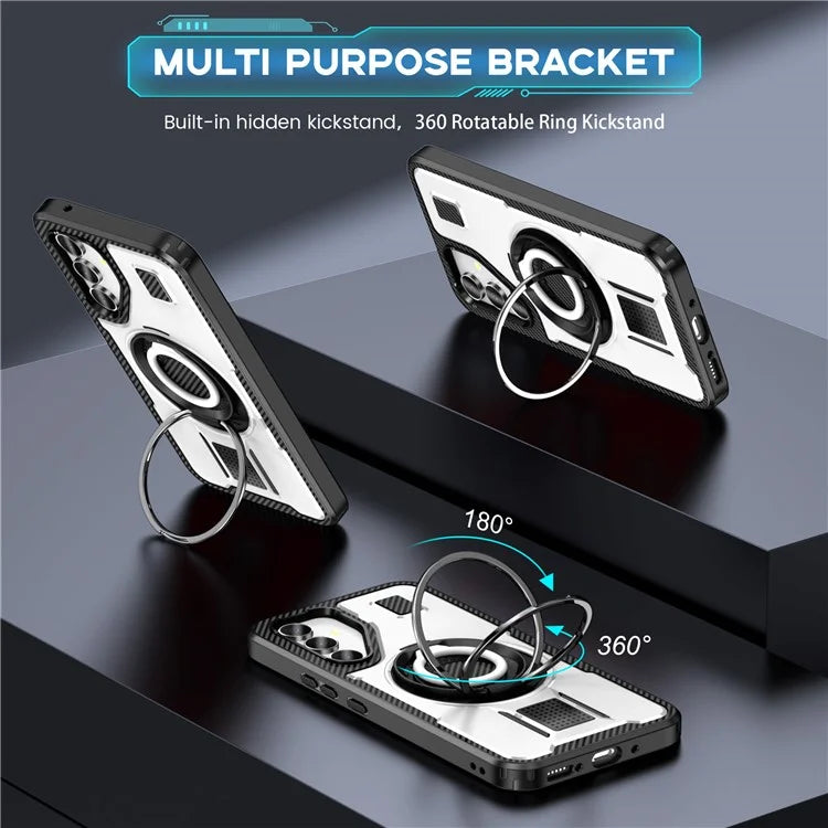 For Samsung Galaxy A54 5G Case TPU+PC Kickstand Phone Cover with Silicone Finger Strap