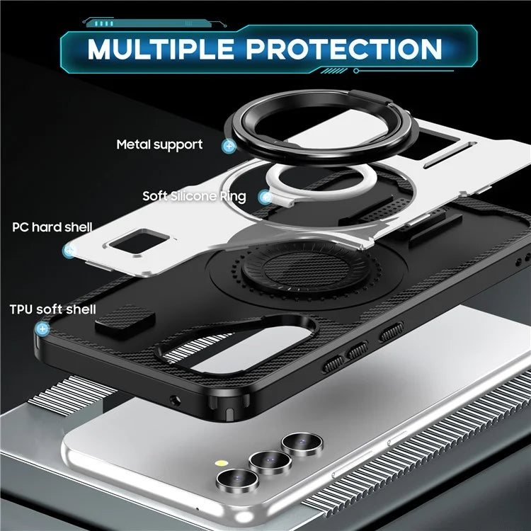 For Samsung Galaxy A54 5G Case TPU+PC Kickstand Phone Cover with Silicone Finger Strap