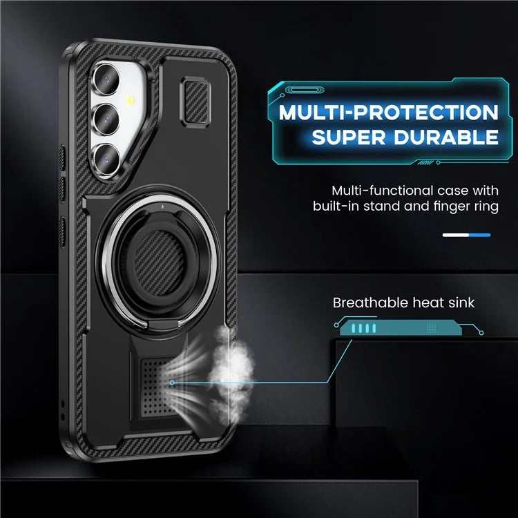 For Samsung Galaxy A54 5G Case TPU+PC Kickstand Phone Cover with Silicone Finger Strap