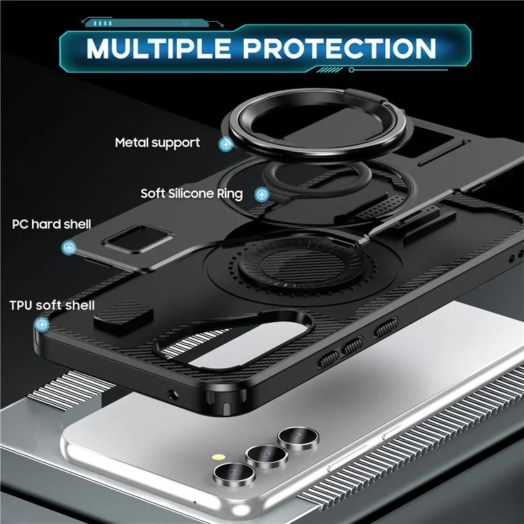 For Samsung Galaxy A54 5G Case TPU+PC Kickstand Phone Cover with Silicone Finger Strap