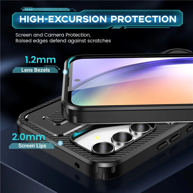For Samsung Galaxy A54 5G Case TPU+PC Kickstand Phone Cover with Silicone Finger Strap