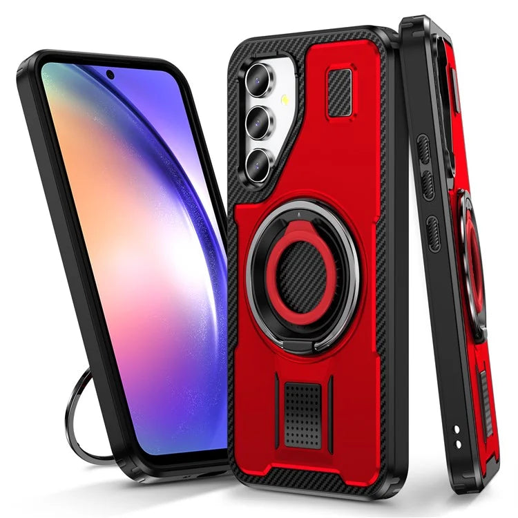 For Samsung Galaxy A54 5G Case TPU+PC Kickstand Phone Cover with Silicone Finger Strap