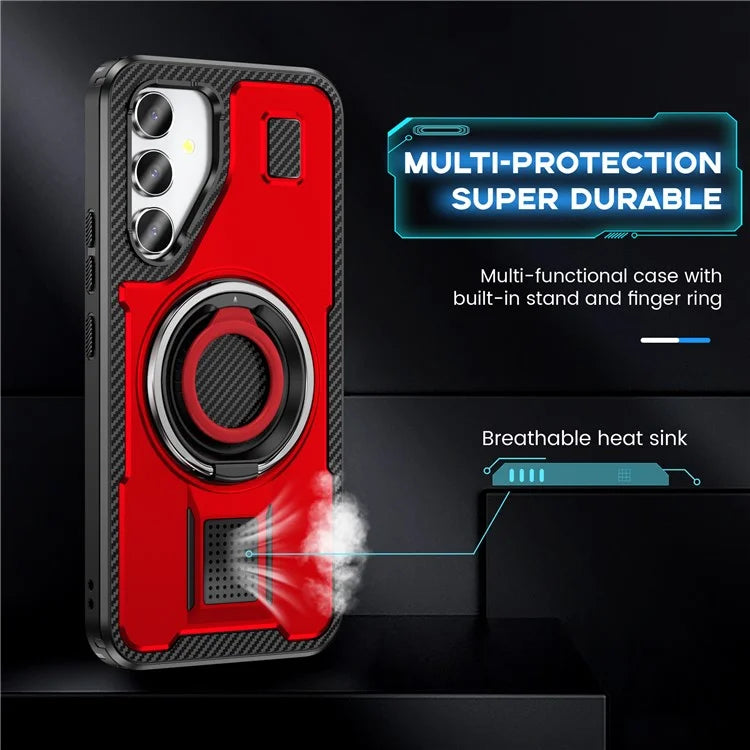 For Samsung Galaxy A54 5G Case TPU+PC Kickstand Phone Cover with Silicone Finger Strap