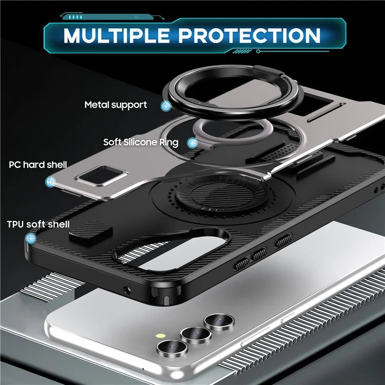 For Samsung Galaxy A54 5G Case TPU+PC Kickstand Phone Cover with Silicone Finger Strap