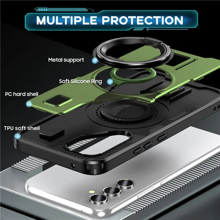 For Samsung Galaxy A54 5G Case TPU+PC Kickstand Phone Cover with Silicone Finger Strap