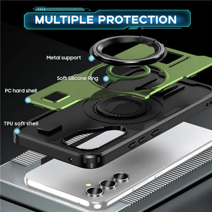 For Samsung Galaxy A54 5G Case TPU+PC Kickstand Phone Cover with Silicone Finger Strap