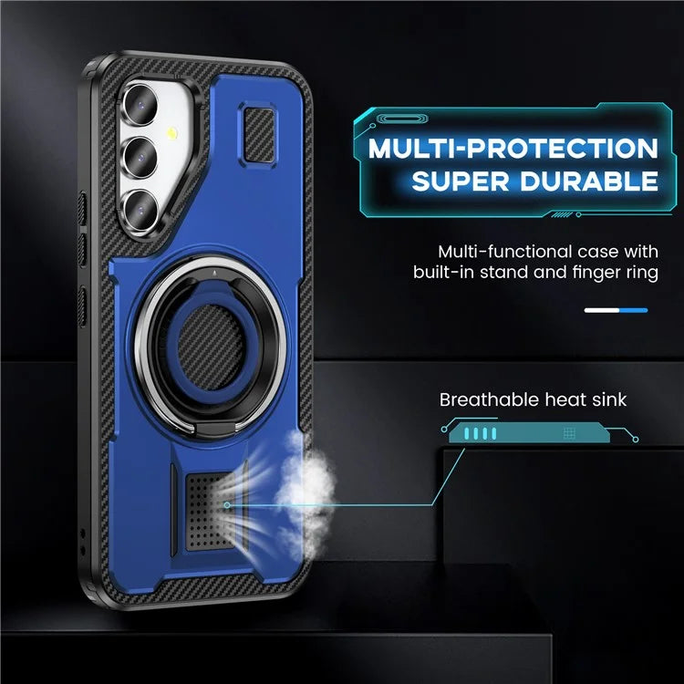 For Samsung Galaxy A54 5G Case TPU+PC Kickstand Phone Cover with Silicone Finger Strap