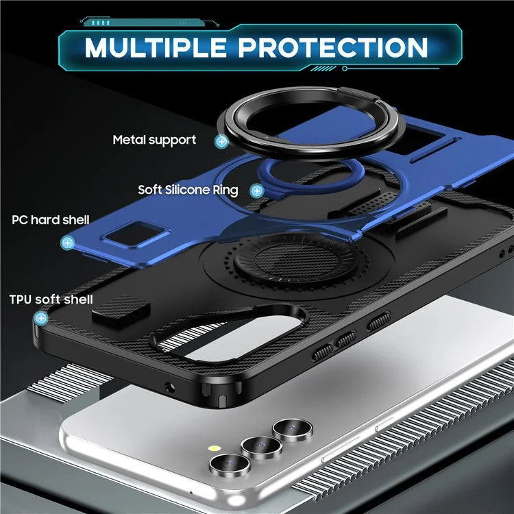 For Samsung Galaxy A54 5G Case TPU+PC Kickstand Phone Cover with Silicone Finger Strap