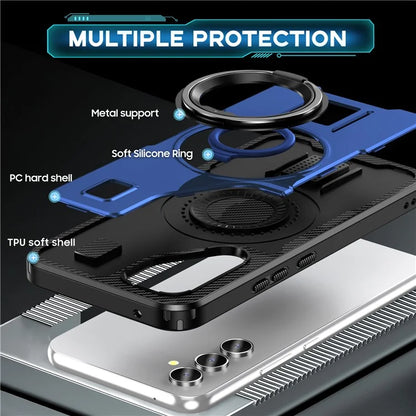For Samsung Galaxy A54 5G Case TPU+PC Kickstand Phone Cover with Silicone Finger Strap