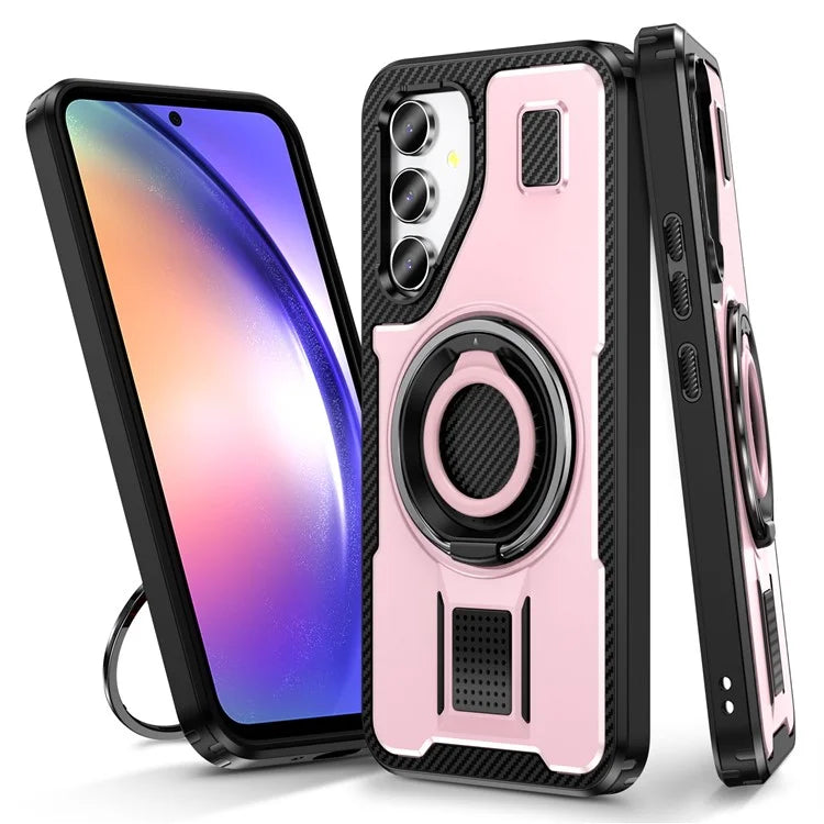 For Samsung Galaxy A54 5G Case TPU+PC Kickstand Phone Cover with Silicone Finger Strap