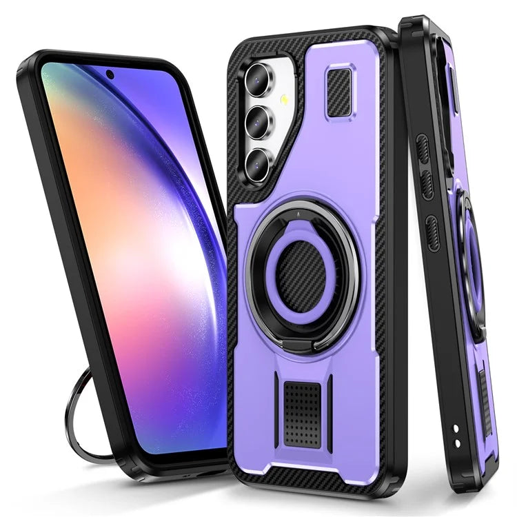 For Samsung Galaxy A54 5G Case TPU+PC Kickstand Phone Cover with Silicone Finger Strap