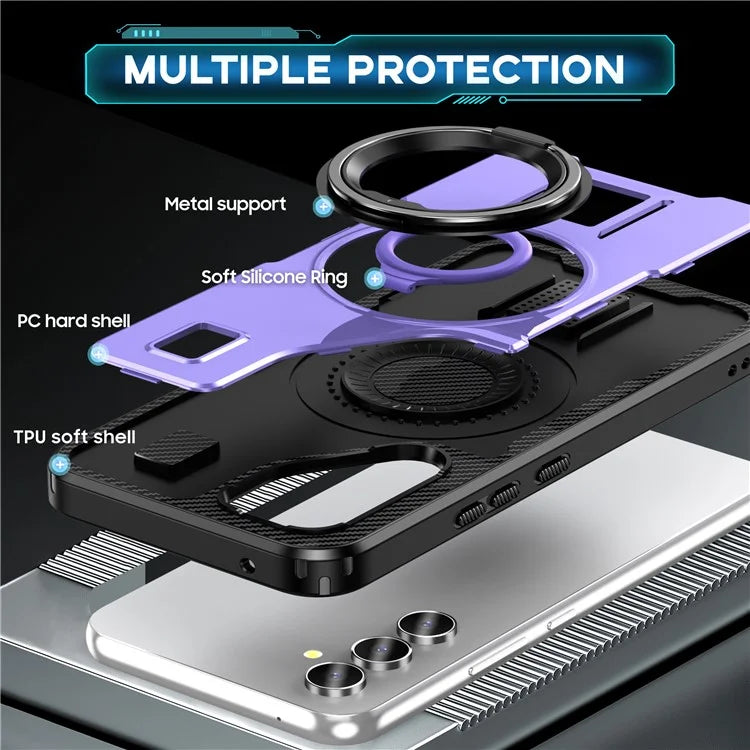 For Samsung Galaxy A54 5G Case TPU+PC Kickstand Phone Cover with Silicone Finger Strap