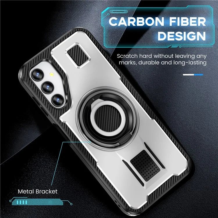 For Samsung Galaxy A14 4G / 5G Case TPU+PC Kickstand Phone Cover with Silicone Finger Strap