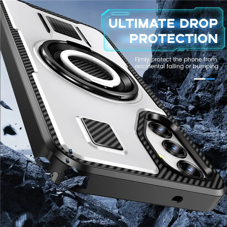 For Samsung Galaxy A14 4G / 5G Case TPU+PC Kickstand Phone Cover with Silicone Finger Strap