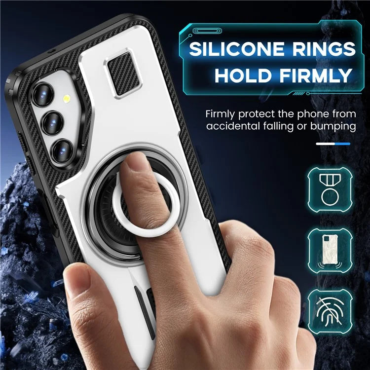 For Samsung Galaxy A14 4G / 5G Case TPU+PC Kickstand Phone Cover with Silicone Finger Strap