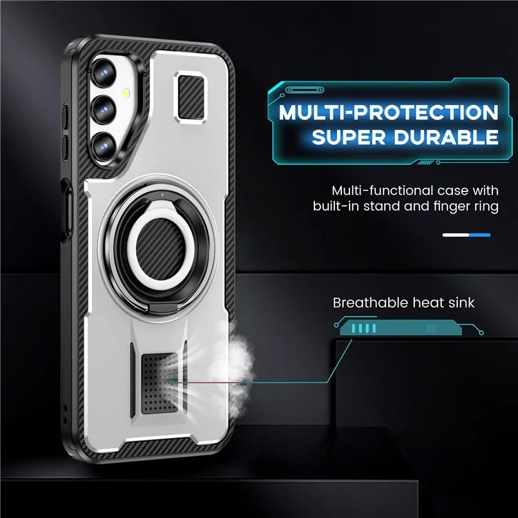 For Samsung Galaxy A14 4G / 5G Case TPU+PC Kickstand Phone Cover with Silicone Finger Strap