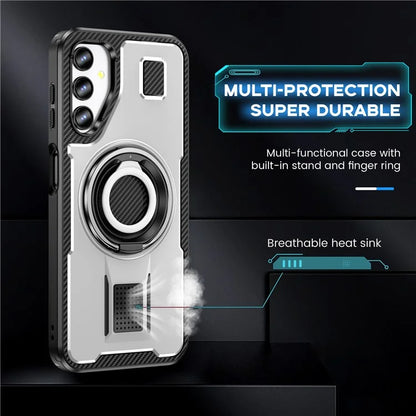 For Samsung Galaxy A14 4G / 5G Case TPU+PC Kickstand Phone Cover with Silicone Finger Strap
