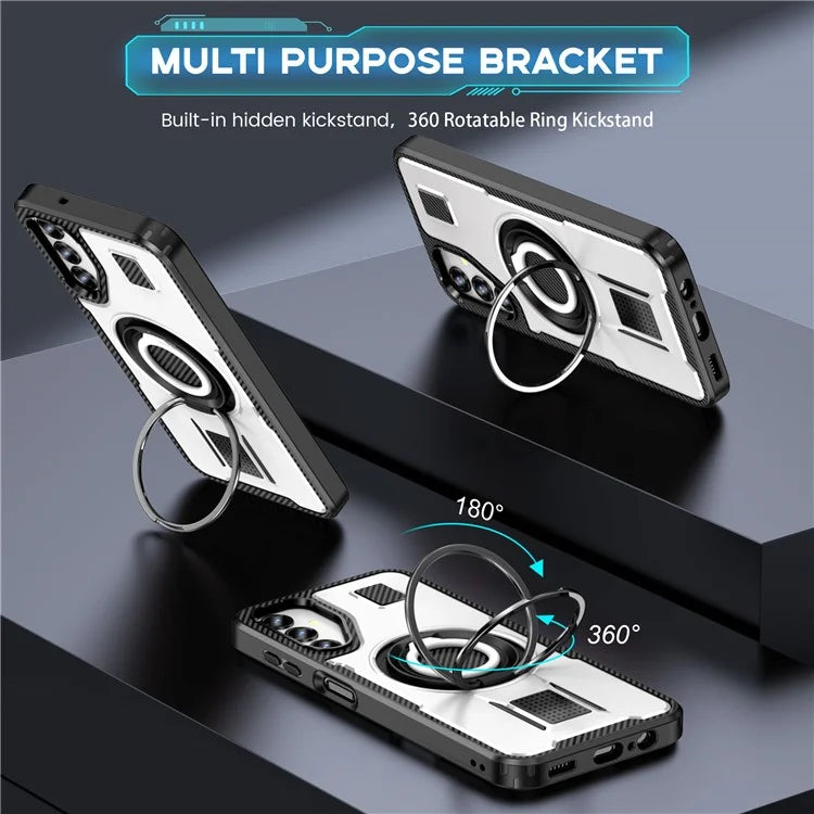 For Samsung Galaxy A14 4G / 5G Case TPU+PC Kickstand Phone Cover with Silicone Finger Strap
