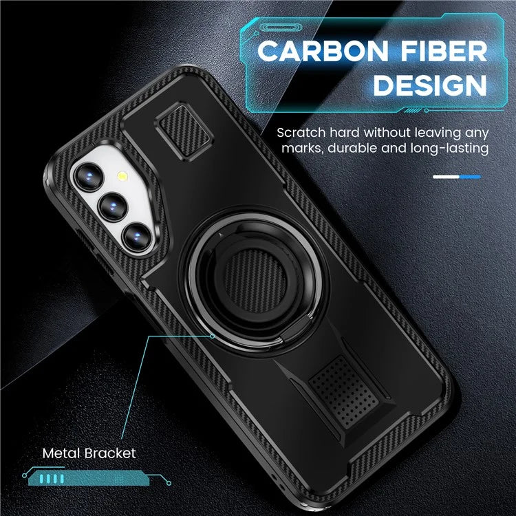 For Samsung Galaxy A14 4G / 5G Case TPU+PC Kickstand Phone Cover with Silicone Finger Strap