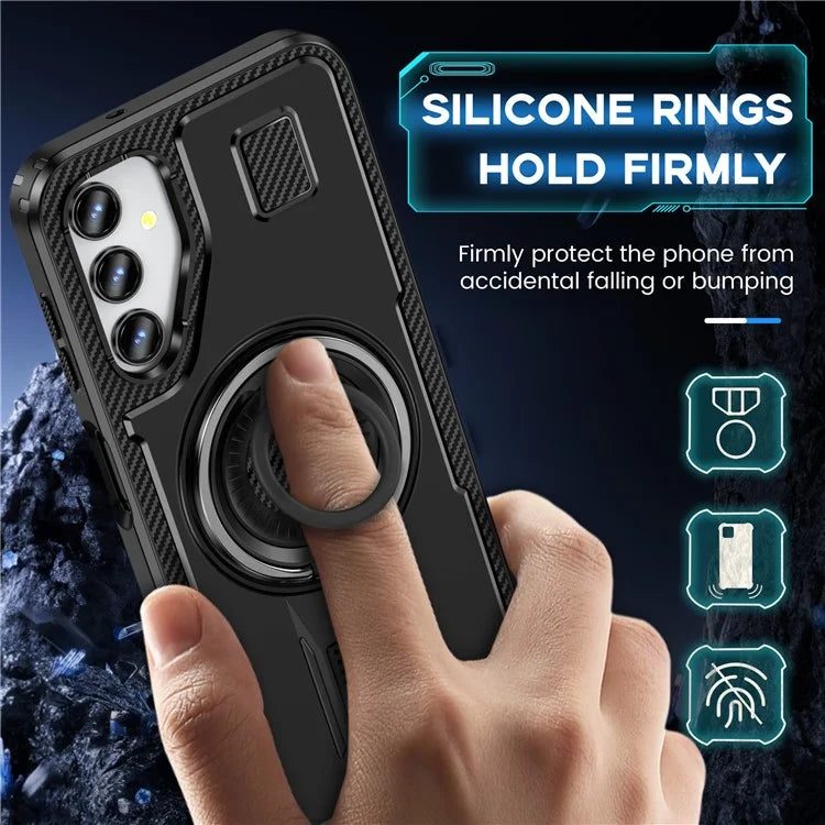 For Samsung Galaxy A14 4G / 5G Case TPU+PC Kickstand Phone Cover with Silicone Finger Strap