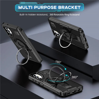 For Samsung Galaxy A14 4G / 5G Case TPU+PC Kickstand Phone Cover with Silicone Finger Strap