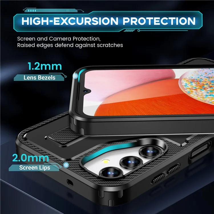 For Samsung Galaxy A14 4G / 5G Case TPU+PC Kickstand Phone Cover with Silicone Finger Strap