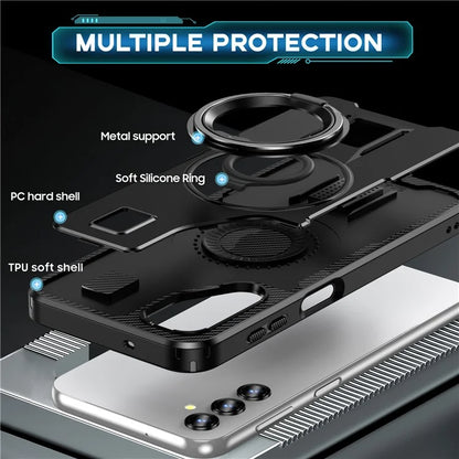 For Samsung Galaxy A14 4G / 5G Case TPU+PC Kickstand Phone Cover with Silicone Finger Strap