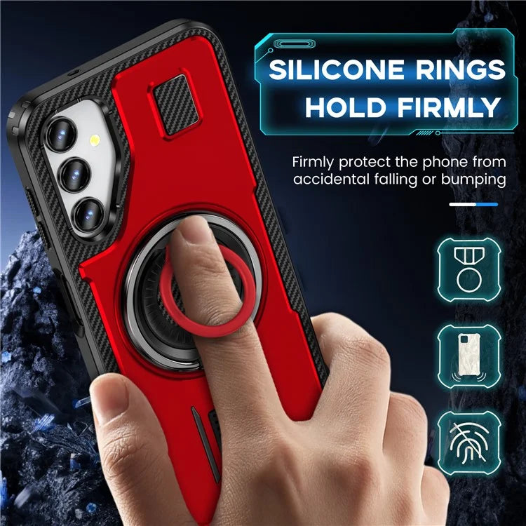 For Samsung Galaxy A14 4G / 5G Case TPU+PC Kickstand Phone Cover with Silicone Finger Strap