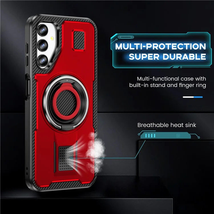 For Samsung Galaxy A14 4G / 5G Case TPU+PC Kickstand Phone Cover with Silicone Finger Strap