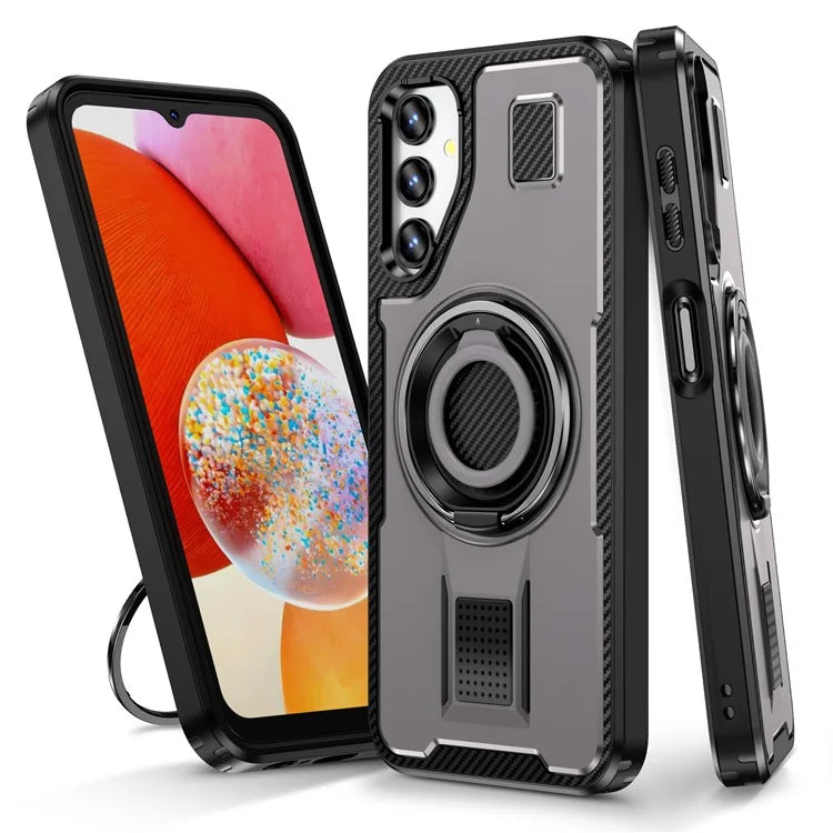 For Samsung Galaxy A14 4G / 5G Case TPU+PC Kickstand Phone Cover with Silicone Finger Strap