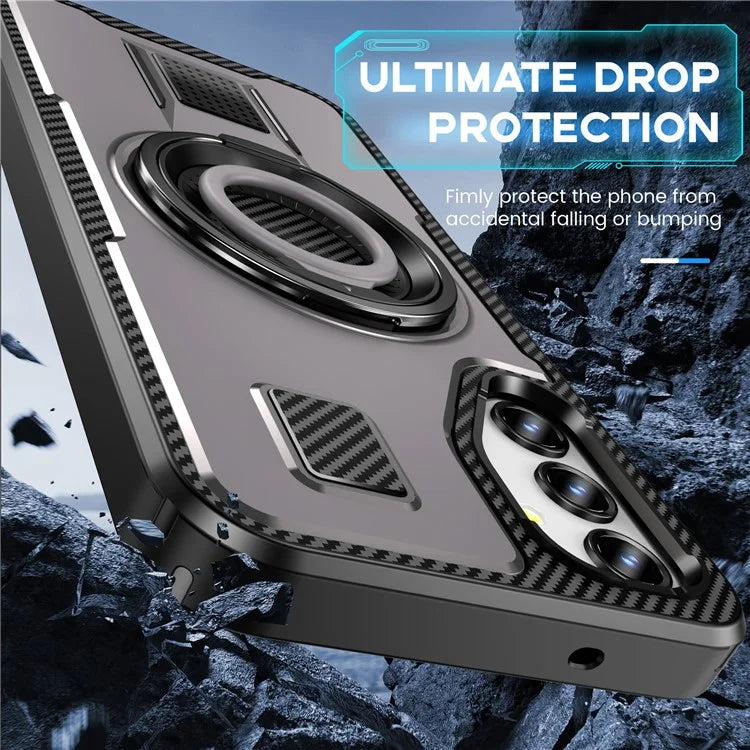 For Samsung Galaxy A14 4G / 5G Case TPU+PC Kickstand Phone Cover with Silicone Finger Strap