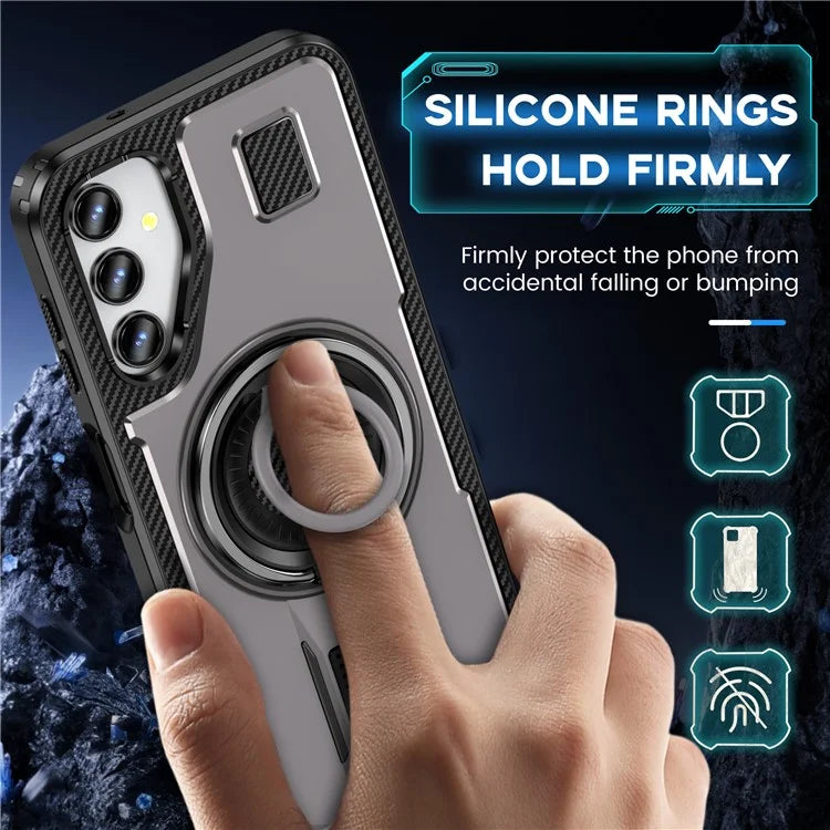 For Samsung Galaxy A14 4G / 5G Case TPU+PC Kickstand Phone Cover with Silicone Finger Strap