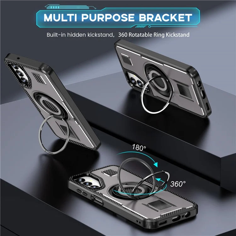 For Samsung Galaxy A14 4G / 5G Case TPU+PC Kickstand Phone Cover with Silicone Finger Strap