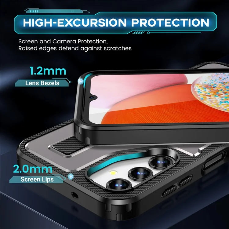 For Samsung Galaxy A14 4G / 5G Case TPU+PC Kickstand Phone Cover with Silicone Finger Strap