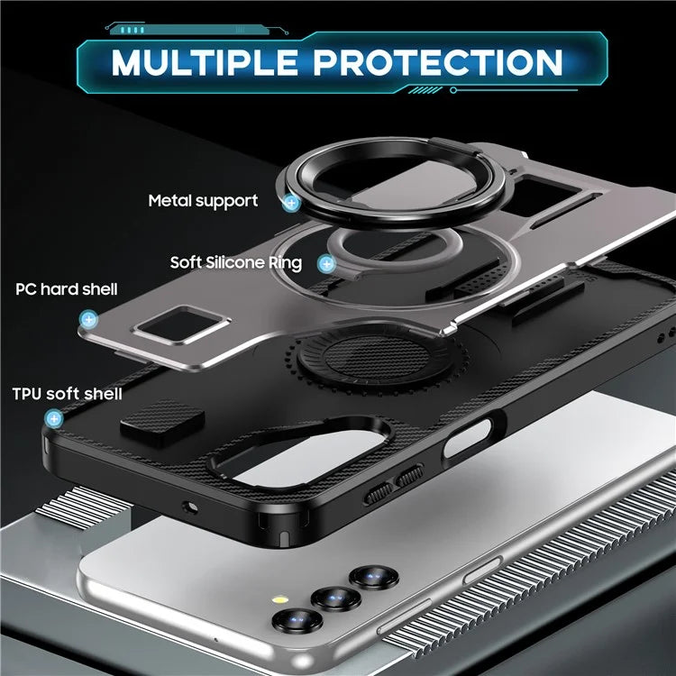 For Samsung Galaxy A14 4G / 5G Case TPU+PC Kickstand Phone Cover with Silicone Finger Strap