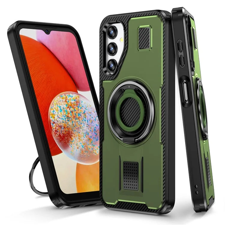 For Samsung Galaxy A14 4G / 5G Case TPU+PC Kickstand Phone Cover with Silicone Finger Strap