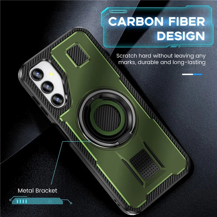 For Samsung Galaxy A14 4G / 5G Case TPU+PC Kickstand Phone Cover with Silicone Finger Strap