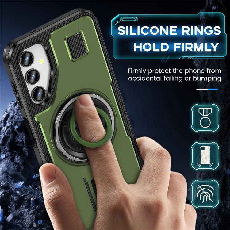For Samsung Galaxy A14 4G / 5G Case TPU+PC Kickstand Phone Cover with Silicone Finger Strap