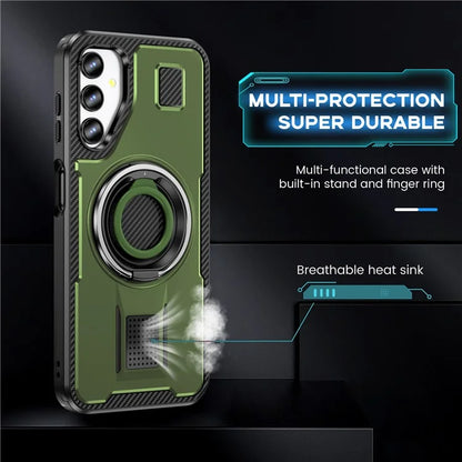 For Samsung Galaxy A14 4G / 5G Case TPU+PC Kickstand Phone Cover with Silicone Finger Strap