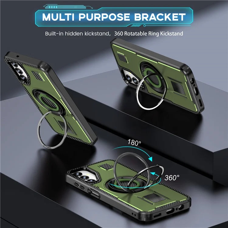 For Samsung Galaxy A14 4G / 5G Case TPU+PC Kickstand Phone Cover with Silicone Finger Strap
